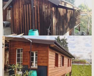 image avant aprés de la construction d'un atelier