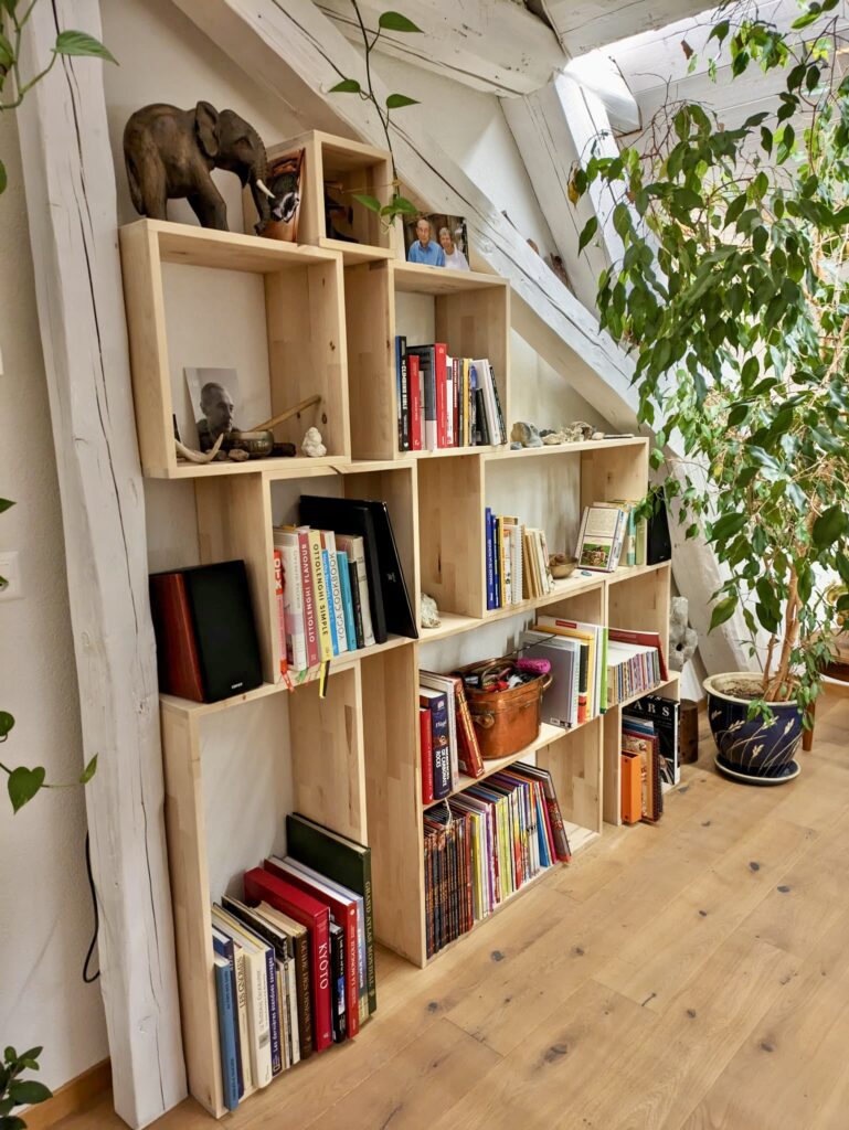 Bibliothèque originale en bois massif