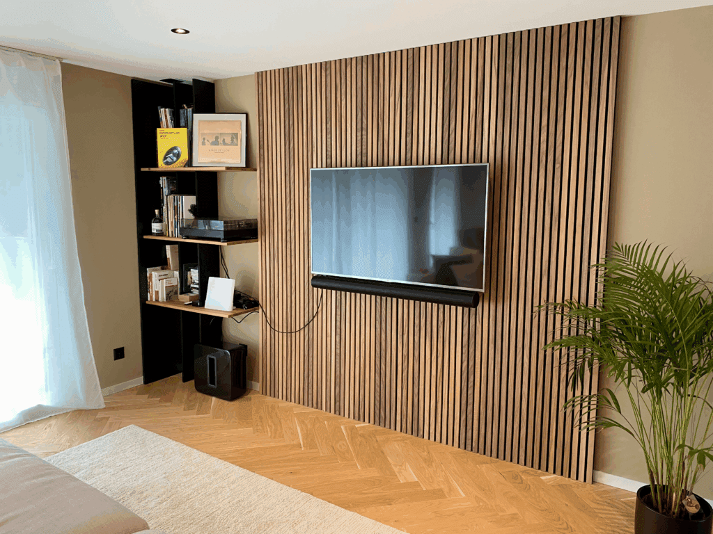 aménagement de panneaux acoustique dans un salon